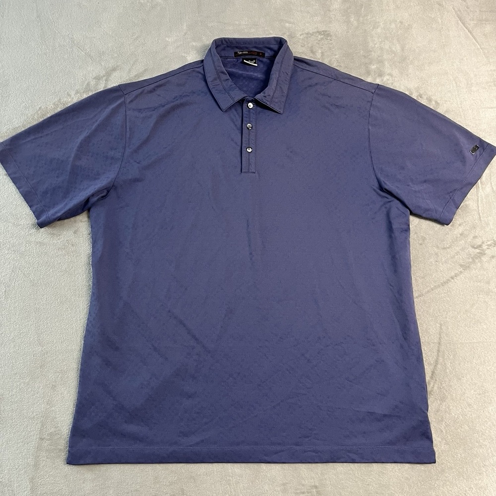 Nike Tiger Woods Collection Dri-FIT Polo Shirt Mens XL Navy Jacquard Golf EUC